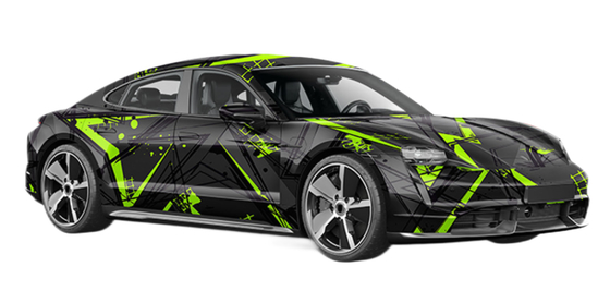 50 Micron Custom Car Wrap Film Green Lightning Matte Vinyl Digital