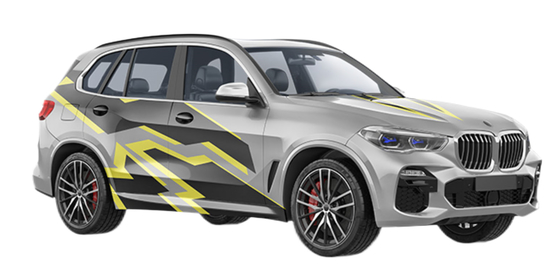Polymeric Custom Car Wrap Vinyl Block In Yellow And Grey