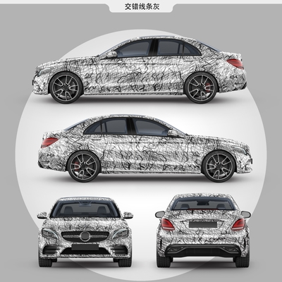 Interlaced line* Printed Car Vinyl Wrap Film Air Bubble Free 160g Matte