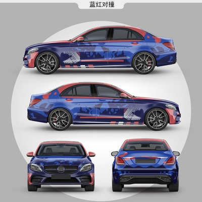Collision in red and blue 50 60 80 Mic Car Wrap Vinyl Film Polymeric PVC Material