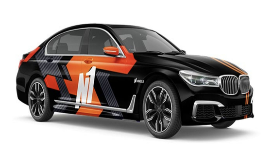 GMT Printable Vinyl Block Racer in orange and black Polymeric PVC Digital Car Wrap 1.52*19m Size Substitute to MPI 1105