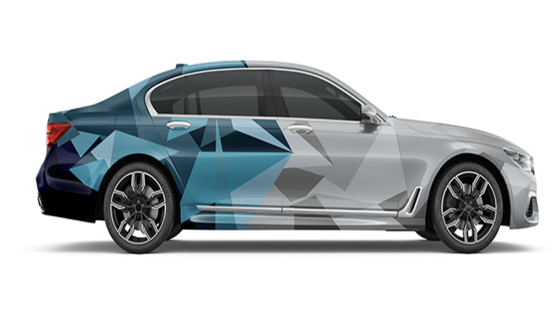Blue and grey Geometry Gloss Vinyl Car Wrap Film Texture DIY Design