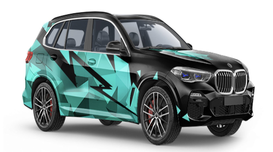 Tiffany and black Block Printed Gloss Vinyl Car Wrap Film Color Changing