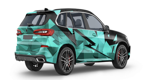 Tiffany and black Block Printed Gloss Vinyl Car Wrap Film Color Changing