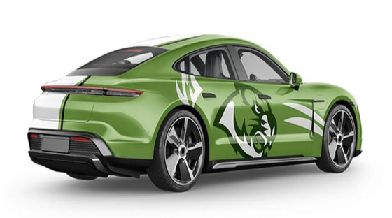 Tiger in green and white Gloss Vinyl Car Wrap 80mic 50mic Thickness