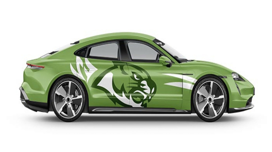 Tiger in green and white Gloss Vinyl Car Wrap 80mic 50mic Thickness
