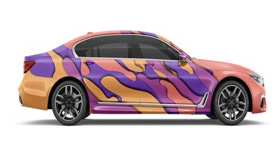 Purple and pink Streamline 1.52*19m Full Car Wrap Roll , Polymeric Auto Body Wrap Material