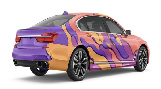 Purple and pink Streamline 1.52*19m Full Car Wrap Roll , Polymeric Auto Body Wrap Material