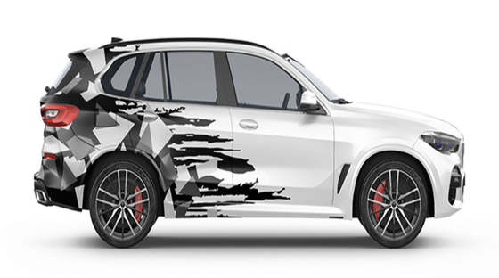 Quadrangle in black and white Polymeric PVC Cast Vinyl Car Wrap 90micron 110micron Thickness