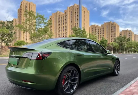 Glossy Green Digital Color Changing Tesla Car Wrap
