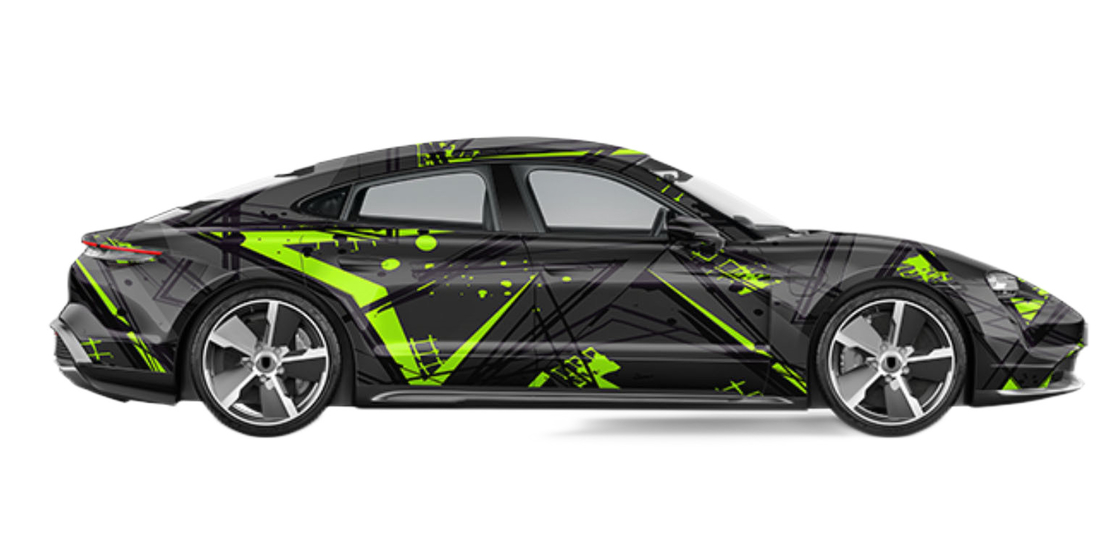 50 Micron Custom Car Wrap Film Green Lightning Matte Vinyl Digital