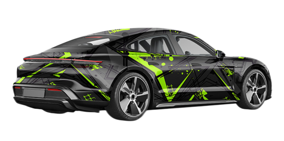 50 Micron Custom Car Wrap Film Green Lightning Matte Vinyl Digital