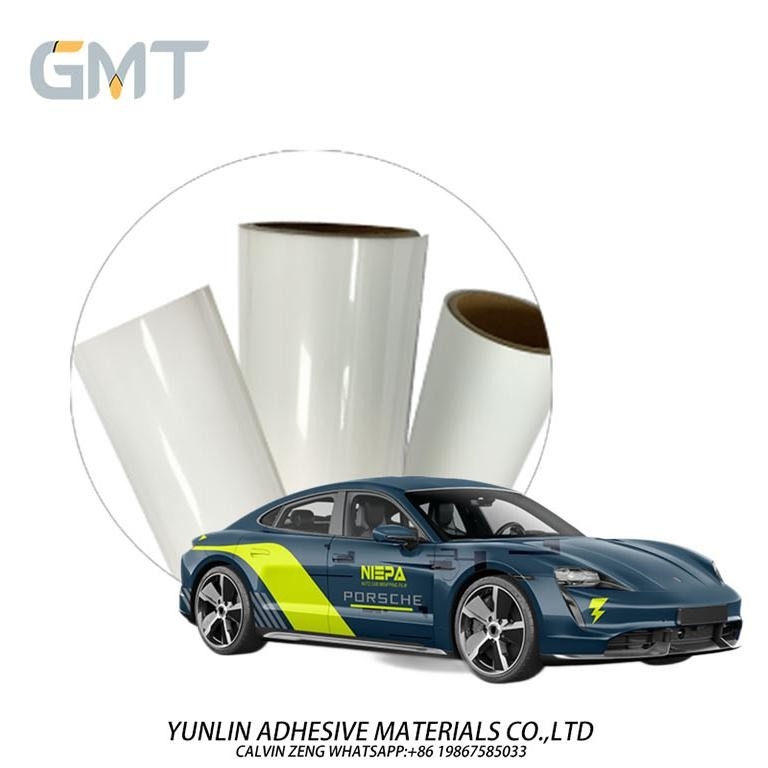 Yellow Stripe PE Coated Digitally Automotive Vinyl Wrap Rolls Substitute To MPI 1105