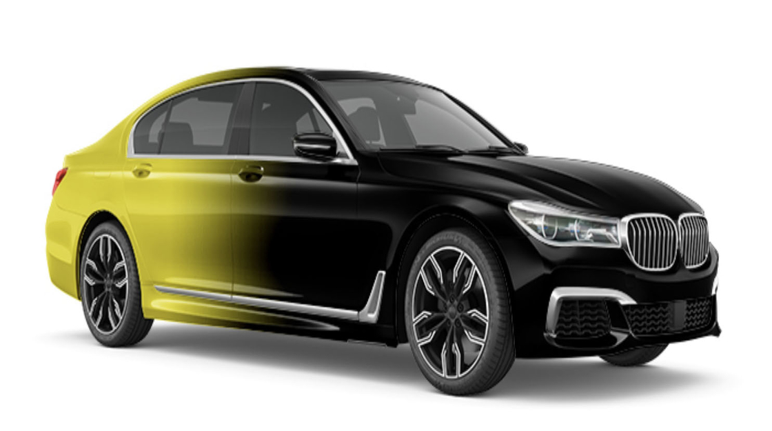 Gredient in black and yellow Digital Print Car Wrap Vinyl Mechanical Style 160g