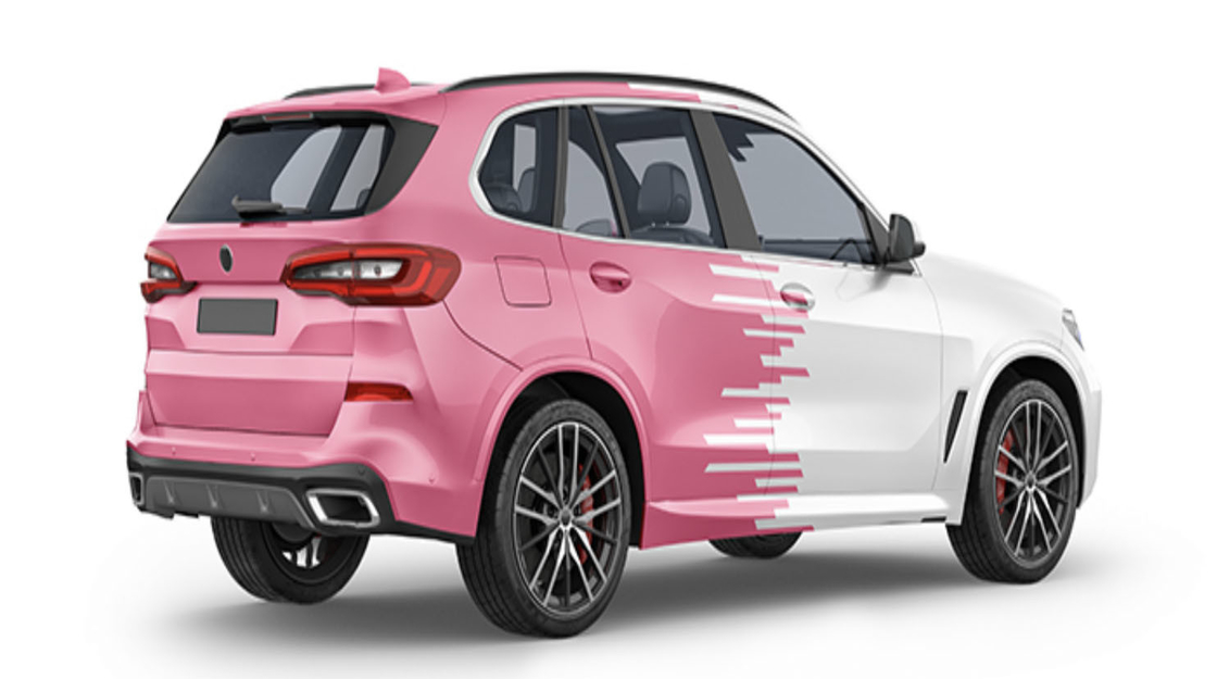 Pink and white Lines Digital Print Car Wrap Vinyl Black White Red Fashion