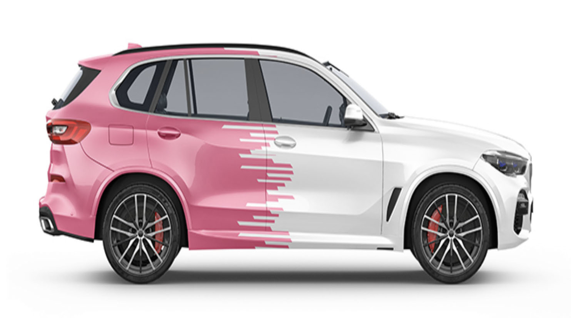 Pink and white Lines Digital Print Car Wrap Vinyl Black White Red Fashion