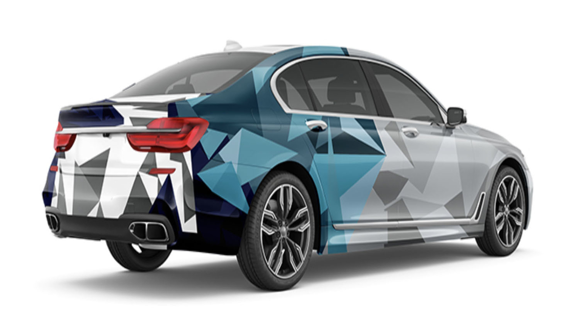 Blue and grey Geometry Gloss Vinyl Car Wrap Film Texture DIY Design