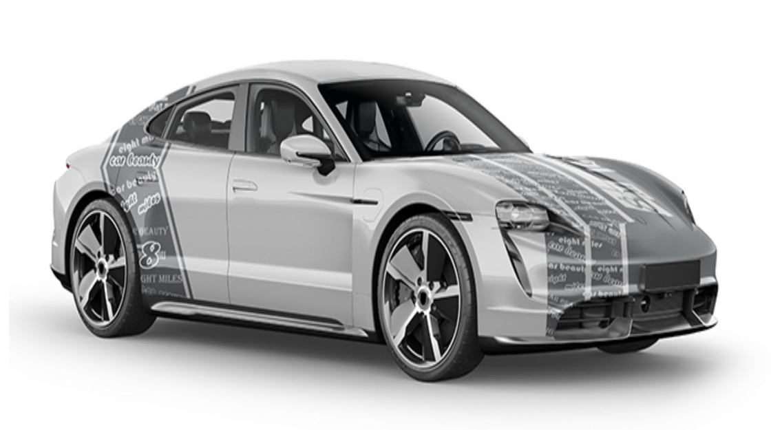 Grey Words Car Wrapping Film Roll , SGS Polymeric Matte Automotive Plastic Wrap