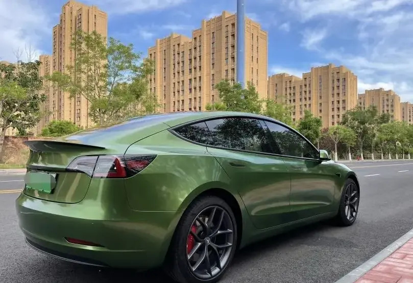 Glossy Green Digital Color Changing Tesla Car Wrap