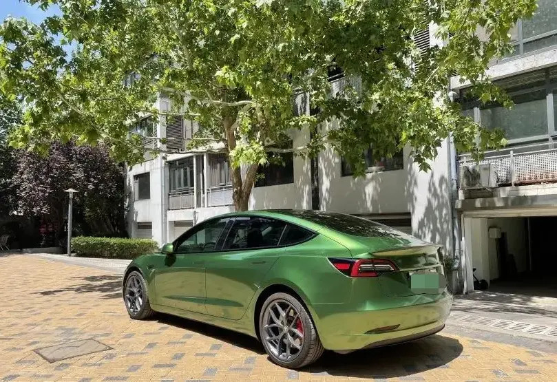 Glossy Green Digital Color Changing Tesla Car Wrap