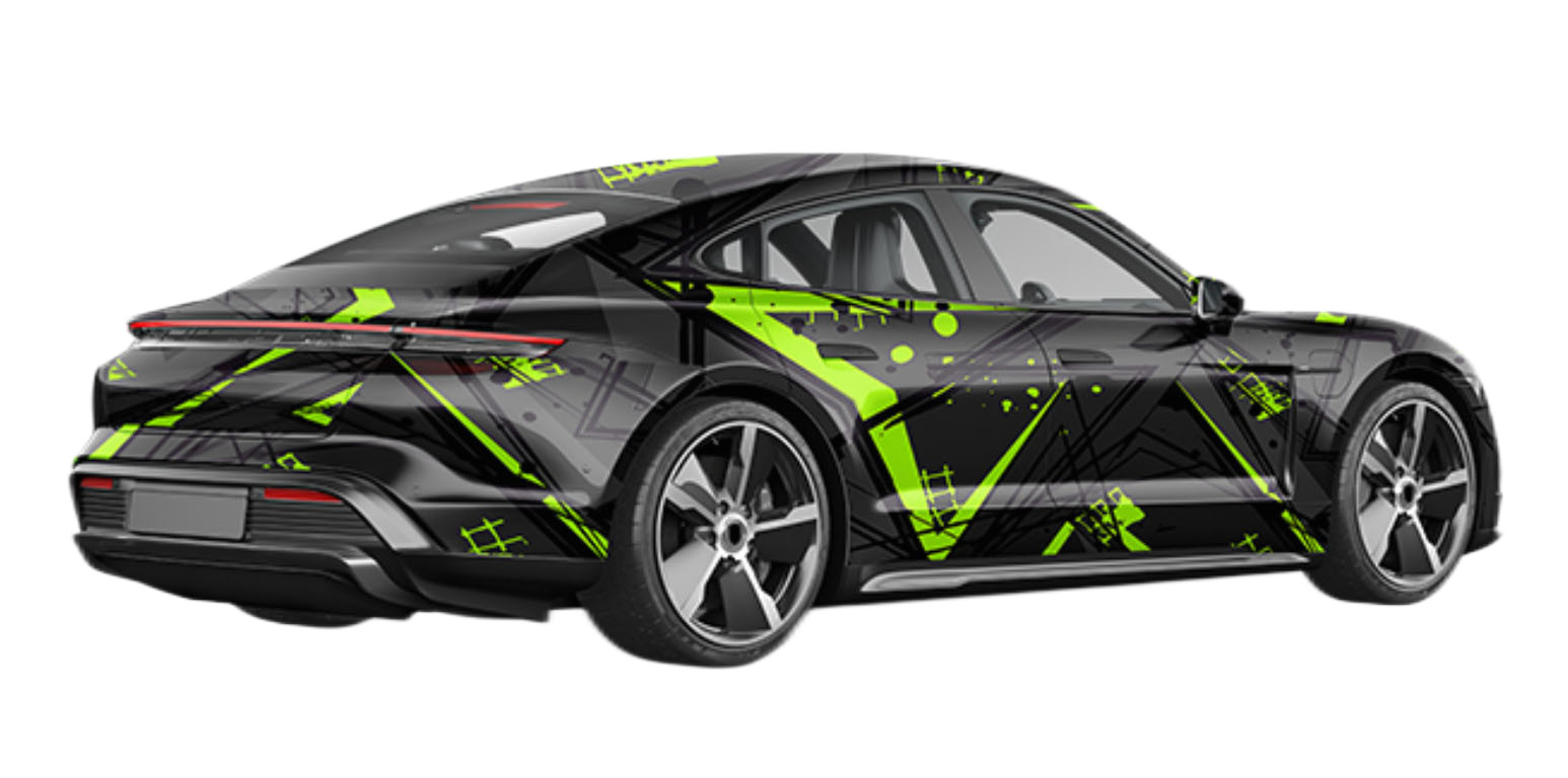 50 Micron Custom Car Wrap Film Green Lightning Matte Vinyl Digital