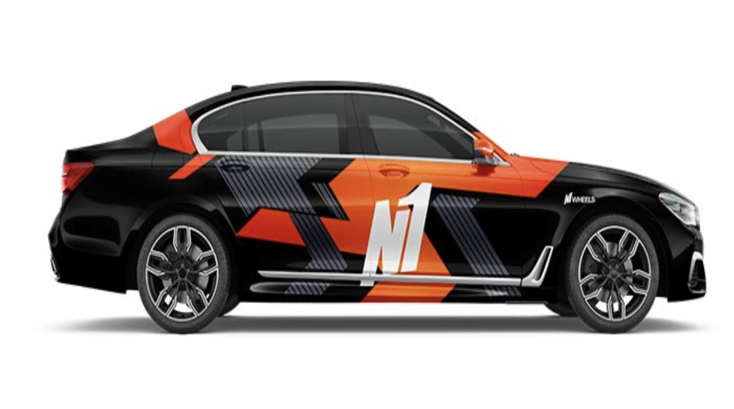 GMT Printable Vinyl Block Racer in orange and black Polymeric PVC Digital Car Wrap 1.52*19m Size Substitute to MPI 1105