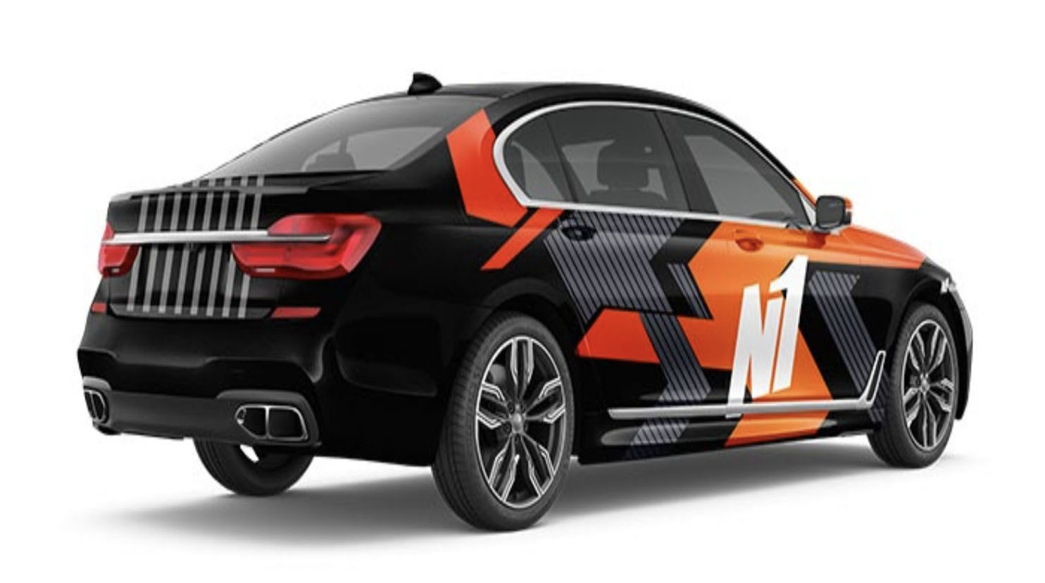 GMT Printable Vinyl Block Racer in orange and black Polymeric PVC Digital Car Wrap 1.52*19m Size Substitute to MPI 1105