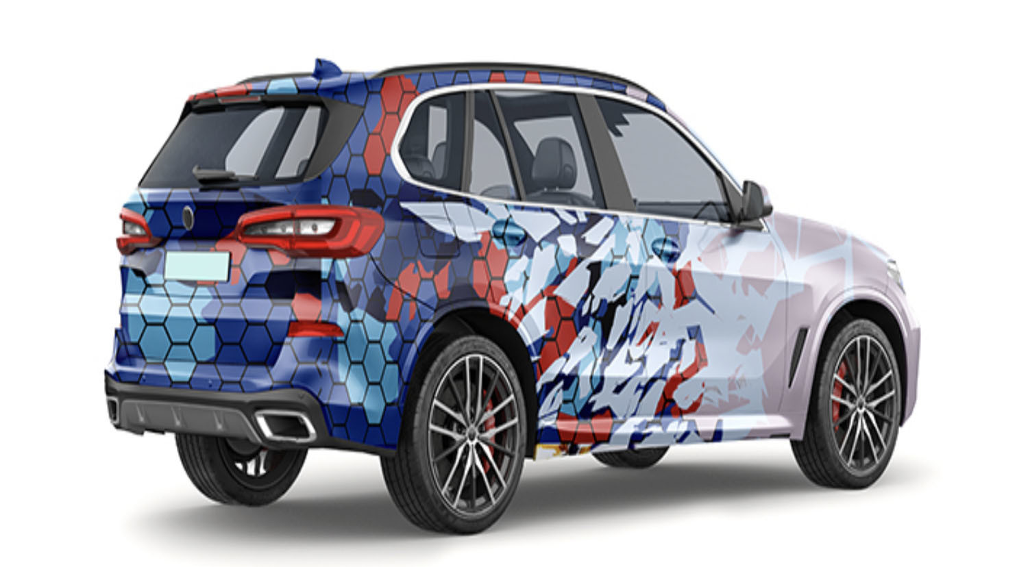 Colorful Hexagon Gloss Car Body Wrap Film Digital Printing Removable Bubble Free