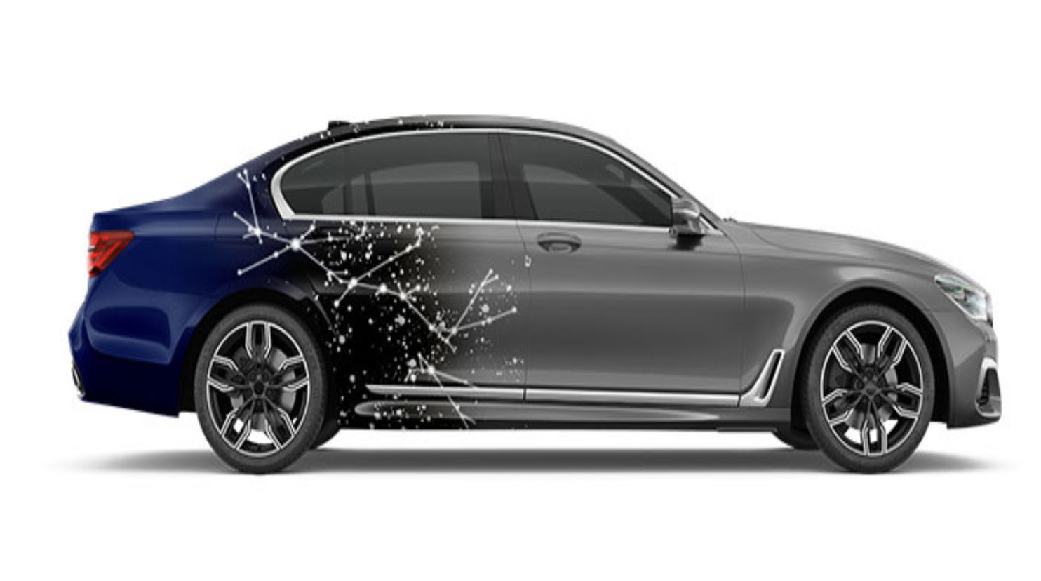 Printable Vinyl Constellation in grey and blue Car Wrapping Film Roll , Polymeric Wrap. Substitute to MPI 1105