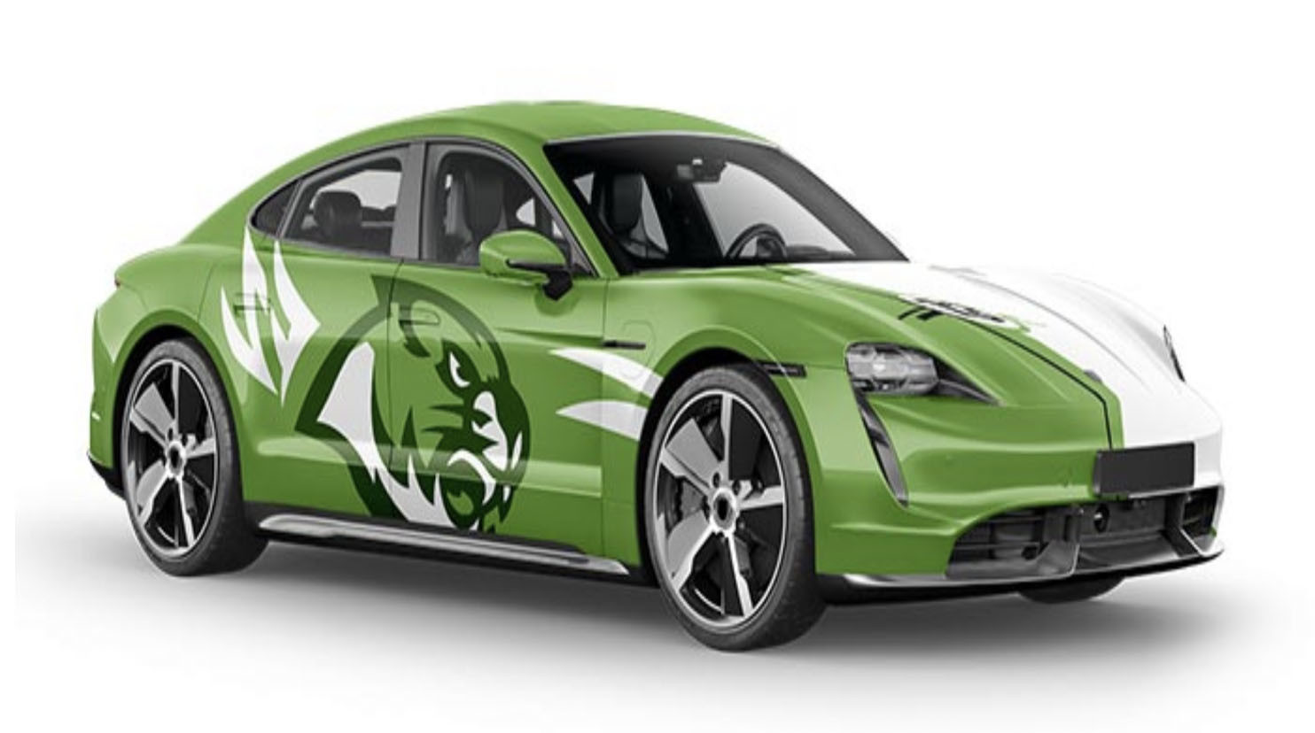 Tiger in green and white Gloss Vinyl Car Wrap 80mic 50mic Thickness