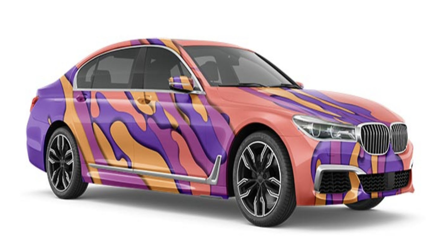 Purple and pink Streamline 1.52*19m Full Car Wrap Roll , Polymeric Auto Body Wrap Material