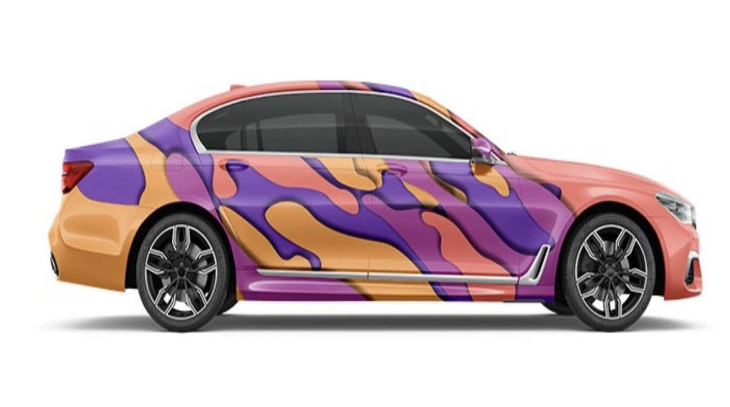 Purple and pink Streamline 1.52*19m Full Car Wrap Roll , Polymeric Auto Body Wrap Material