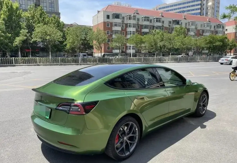 Glossy Green Digital Color Changing Tesla Car Wrap