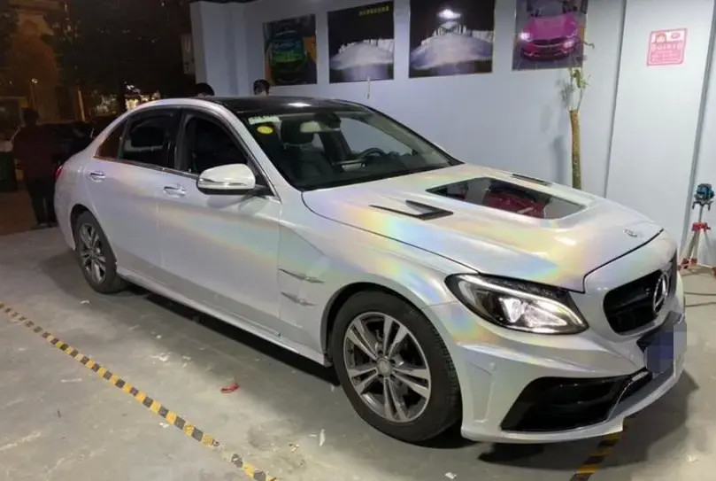 Pearl White Color Changing Vinyl Car Wrap for BENZ model