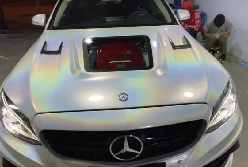 Pearl White Color Changing Vinyl Car Wrap for BENZ model